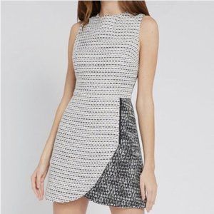 ALICE + OLIVIA Sally Side-zip Tweed Mini Dress In White/ Black Size 0